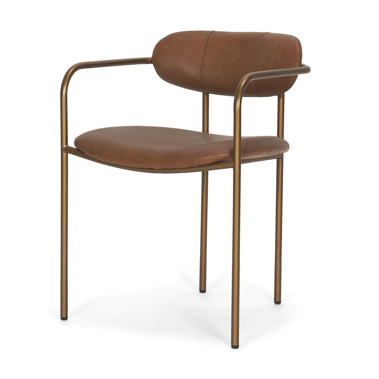 Mercana Parker Brown Leather Seat Gold Metal Frame Dining Chair