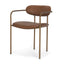 Mercana Parker Brown Leather Seat Gold Metal Frame Dining Chair