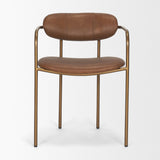 Mercana Parker Brown Leather Seat Gold Metal Frame Dining Chair