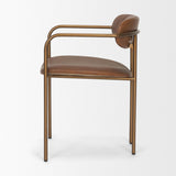 Mercana Parker Brown Leather Seat Gold Metal Frame Dining Chair