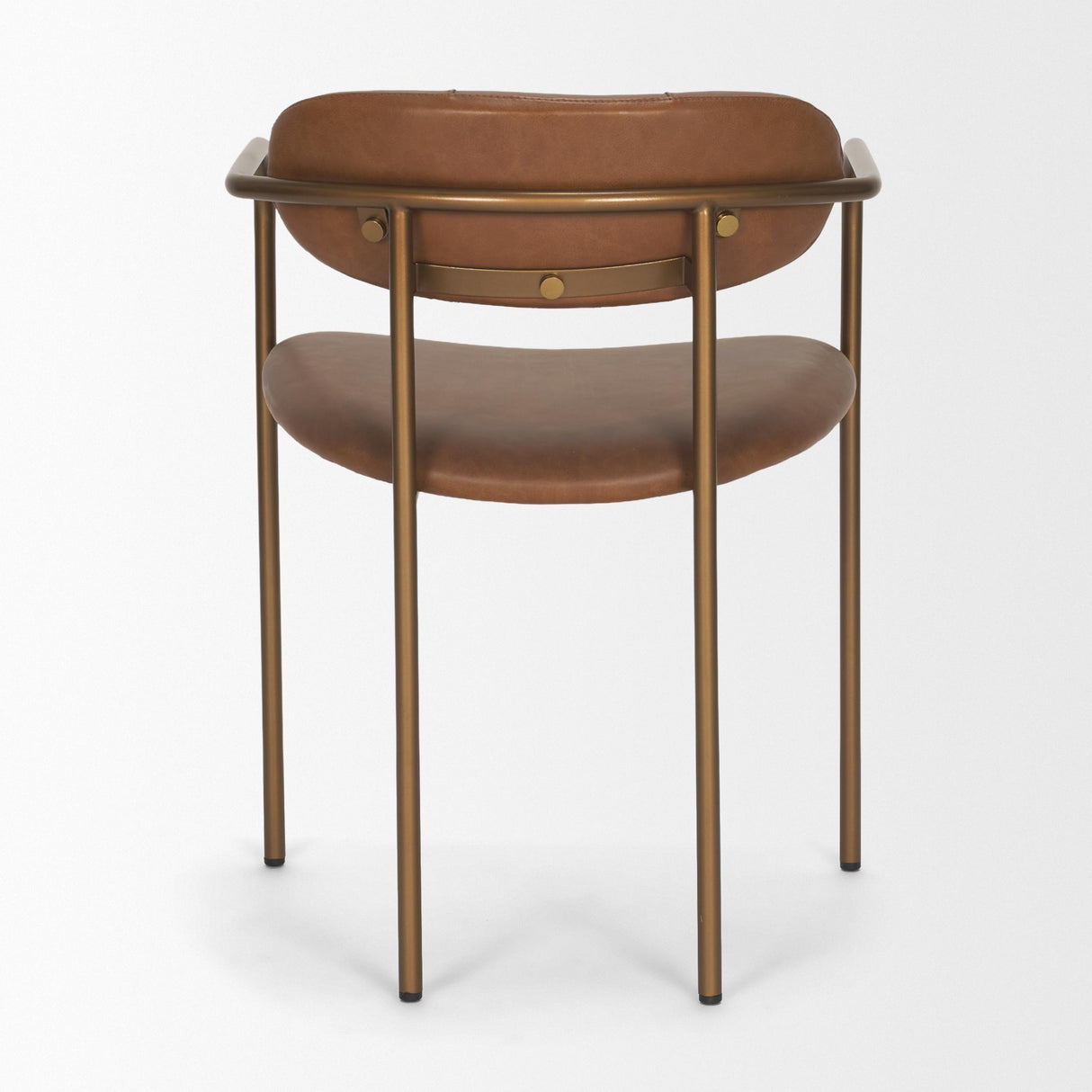 Mercana Parker Brown Leather Seat Gold Metal Frame Dining Chair