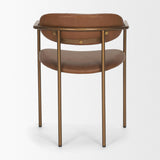 Mercana Parker Brown Leather Seat Gold Metal Frame Dining Chair