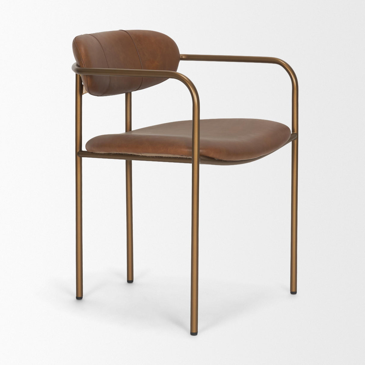 Mercana Parker Brown Leather Seat Gold Metal Frame Dining Chair