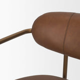 Mercana Parker Brown Leather Seat Gold Metal Frame Dining Chair