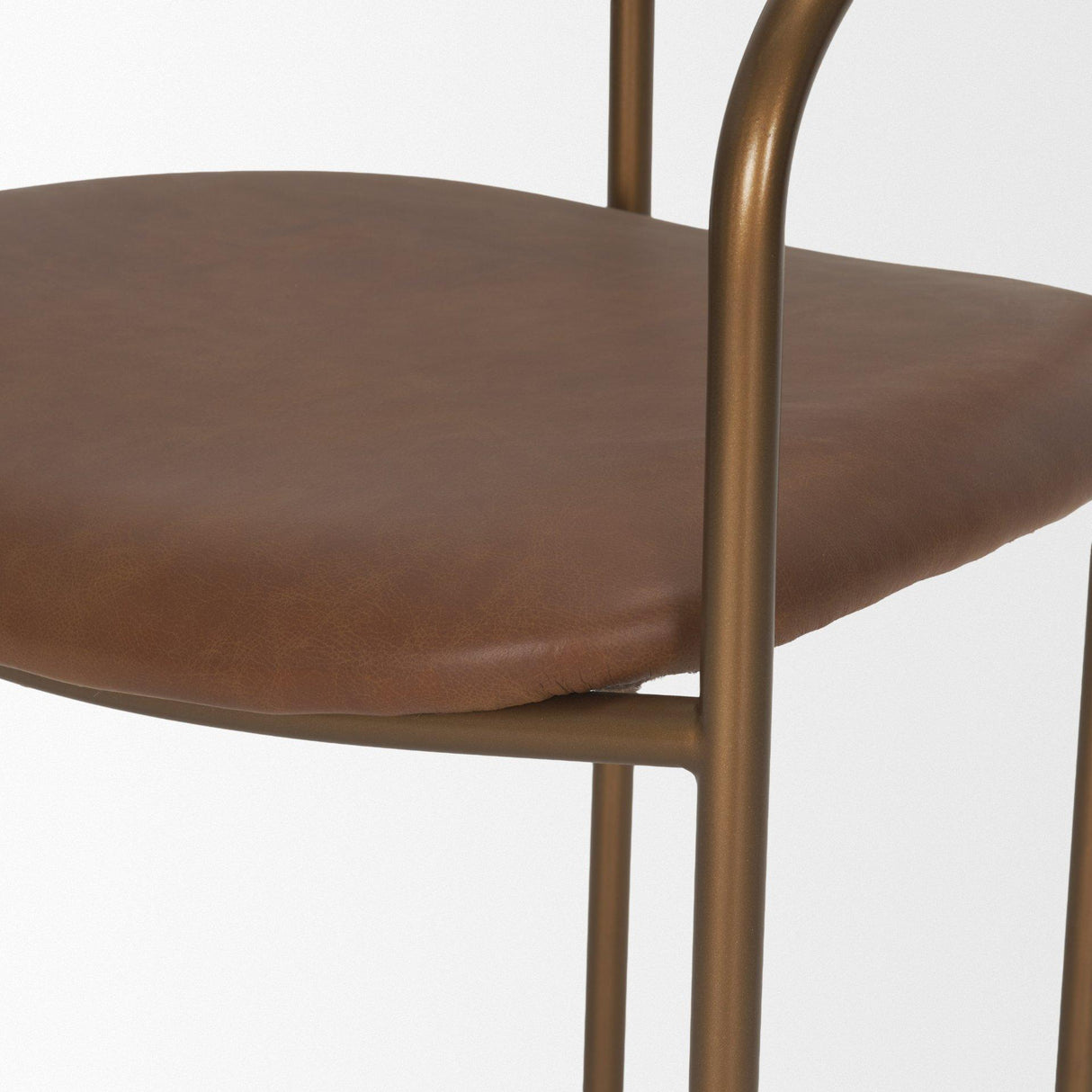Mercana Parker Brown Leather Seat Gold Metal Frame Dining Chair