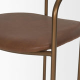 Mercana Parker Brown Leather Seat Gold Metal Frame Dining Chair
