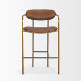 Mercana Parker Brown Leather Seat Gold Metal Counter Stool