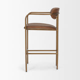 Mercana Parker Brown Leather Seat Gold Metal Counter Stool