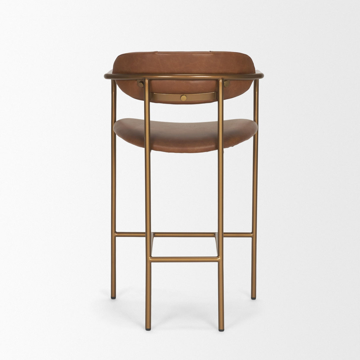 Mercana Parker Brown Leather Seat Gold Metal Counter Stool
