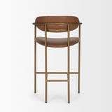 Mercana Parker Brown Leather Seat Gold Metal Counter Stool
