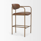 Mercana Parker Brown Leather Seat Gold Metal Counter Stool