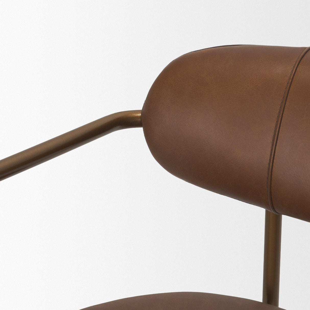 Mercana Parker Brown Leather Seat Gold Metal Counter Stool