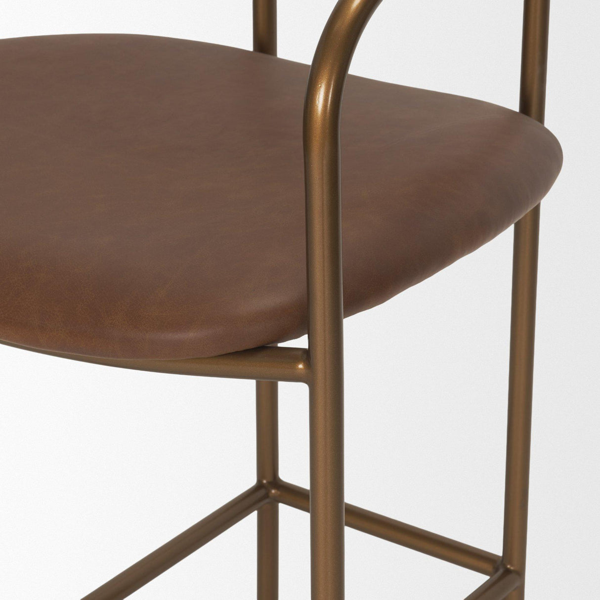 Mercana Parker Brown Leather Seat Gold Metal Counter Stool