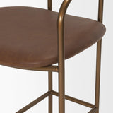 Mercana Parker Brown Leather Seat Gold Metal Counter Stool