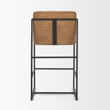 Mercana Stamford 36" Brown Leather Seat w/ Wood Back, Metal Frame Counter Stool