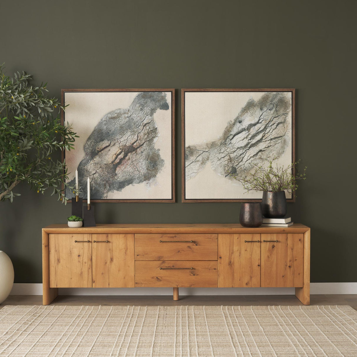 Mercana Belford 94" Light Brown Oak Wood Media Console