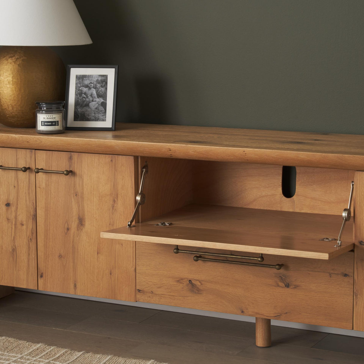 Mercana Belford 94" Light Brown Oak Wood Media Console