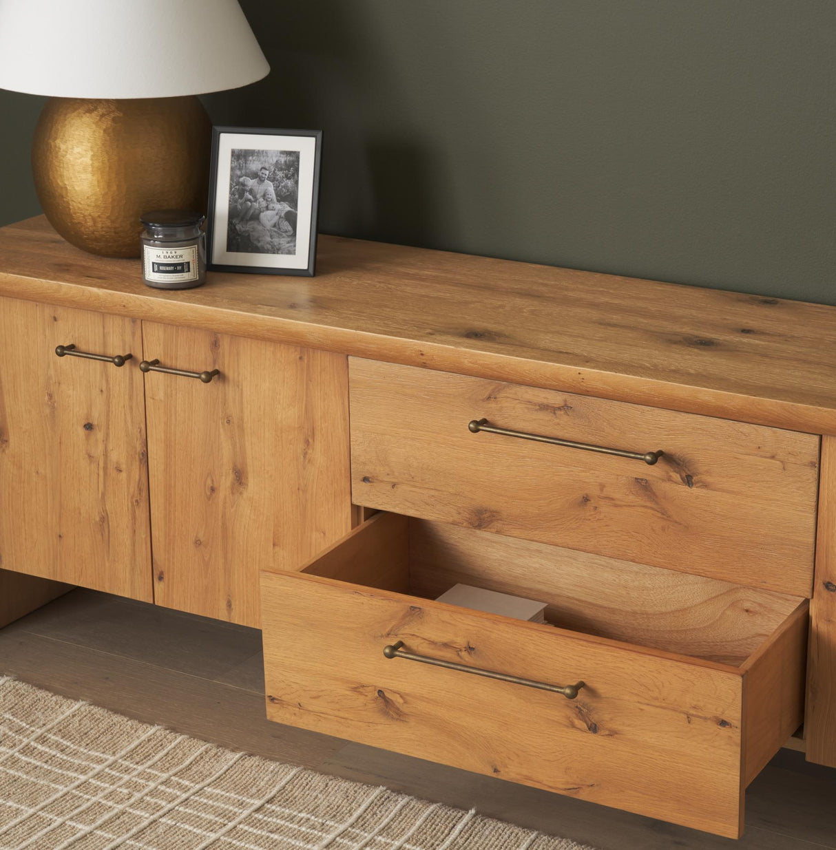 Mercana Belford 94" Light Brown Oak Wood Media Console