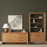 Mercana Belford 2-Door Open Light Brown Oak Wood Shelving Unit