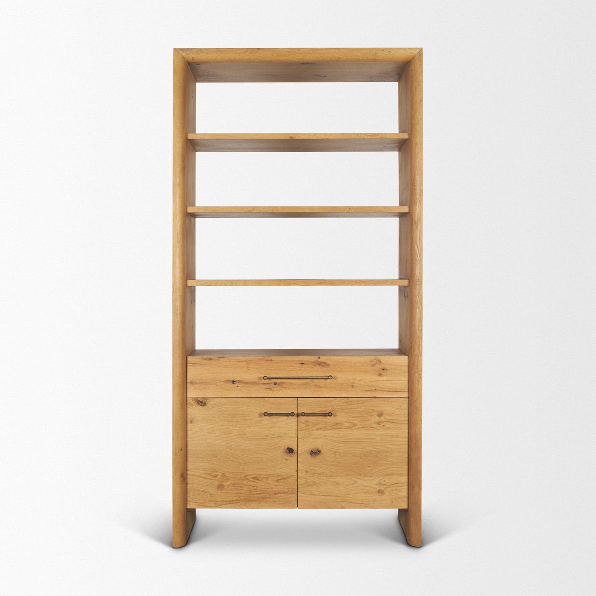 Mercana Belford 2-Door Open Light Brown Oak Wood Shelving Unit
