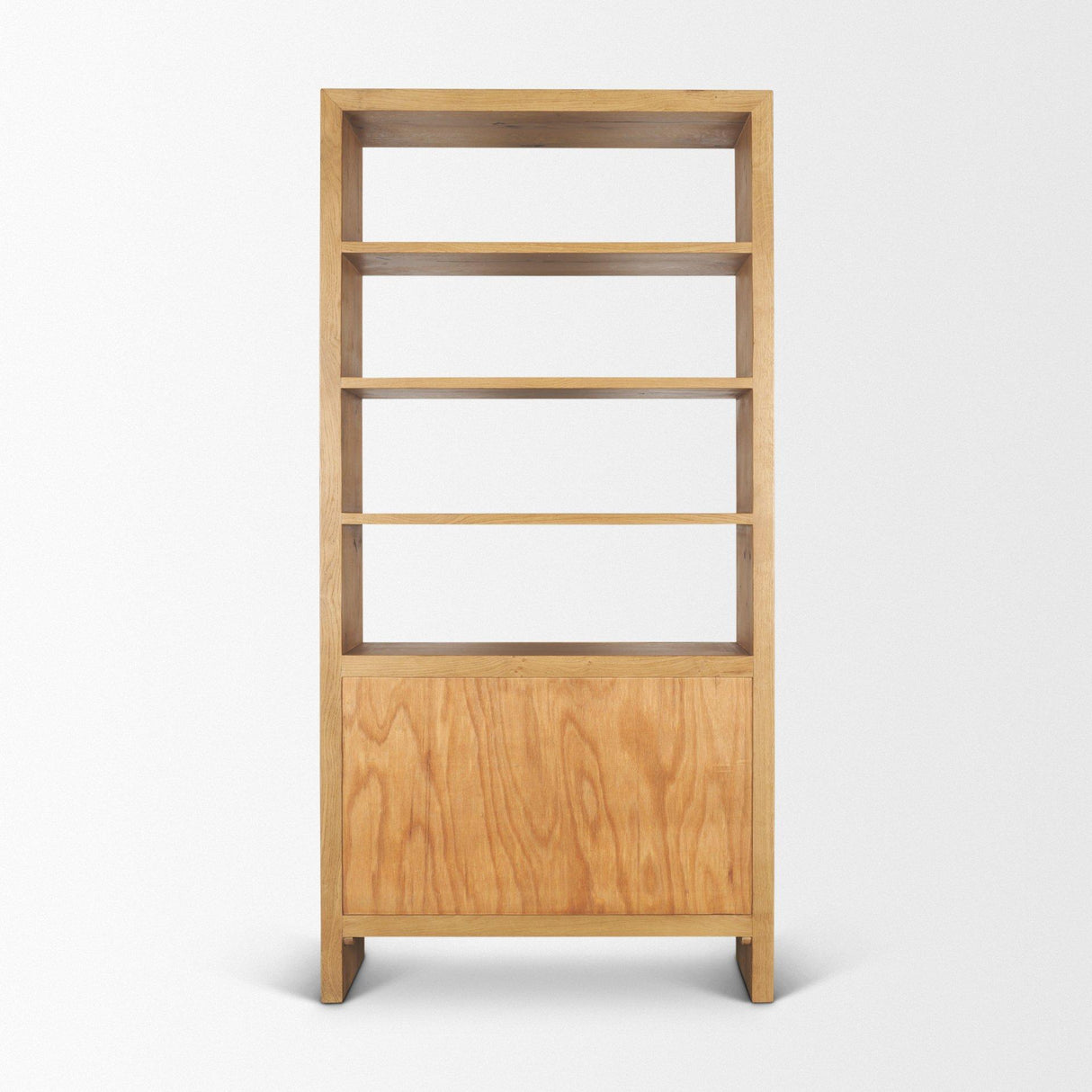 Mercana Belford 2-Door Open Light Brown Oak Wood Shelving Unit