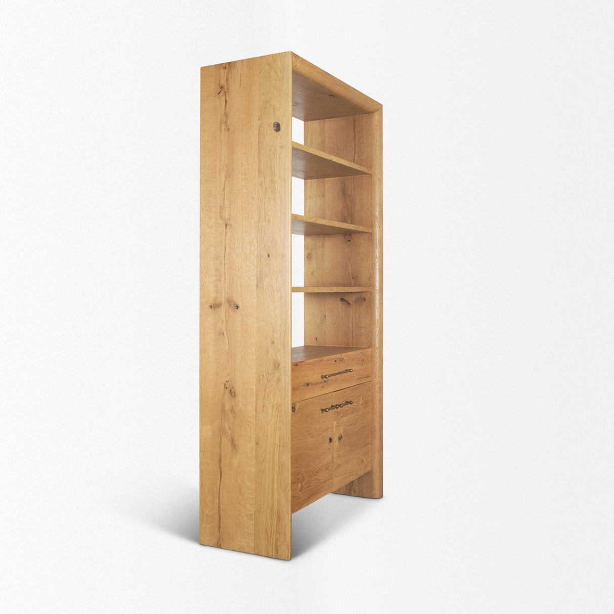Mercana Belford 2-Door Open Light Brown Oak Wood Shelving Unit