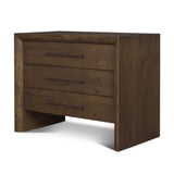 Mercana Belford 3-Drawer Dark Brown Oak Wood Closed Nightstand