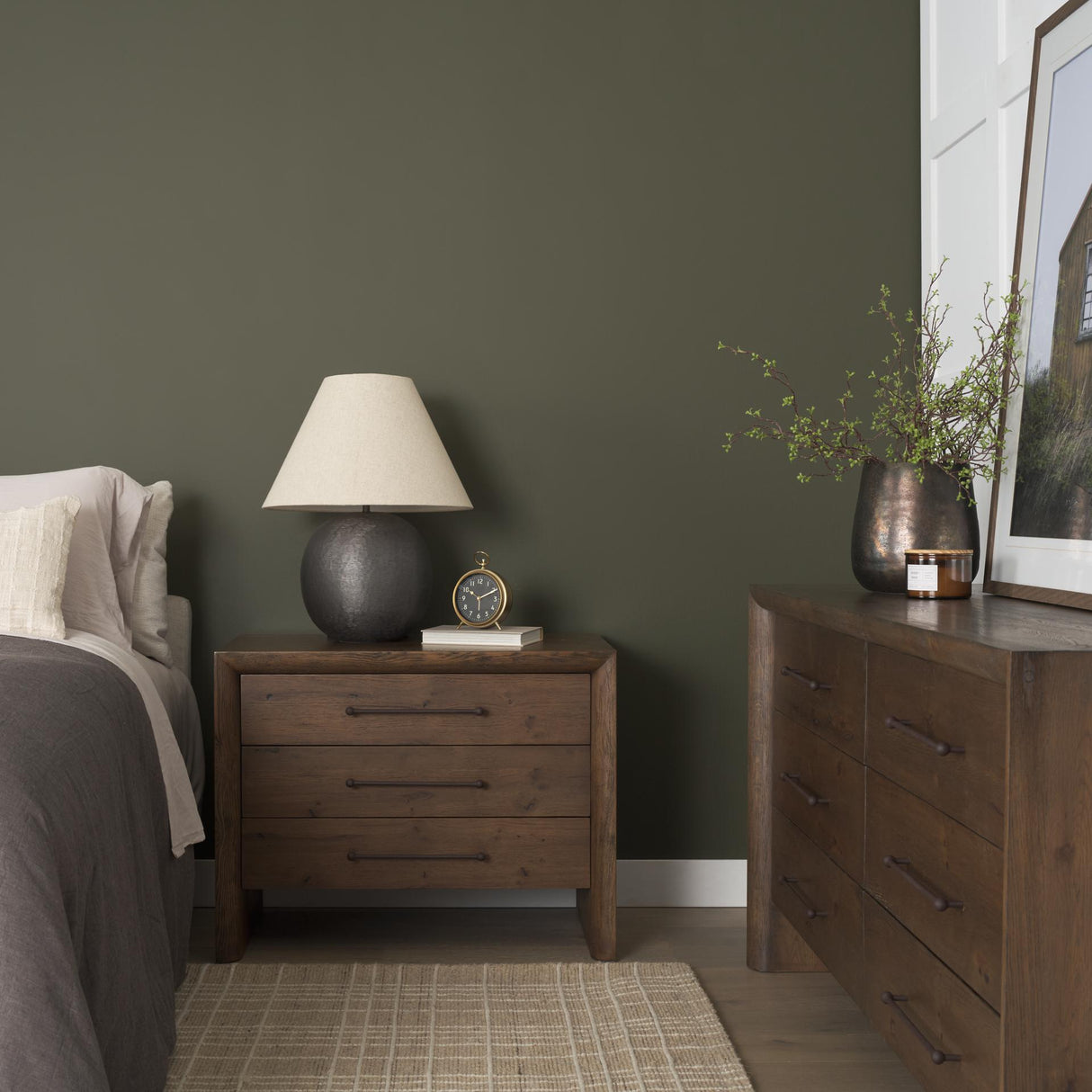 Mercana Belford 3-Drawer Dark Brown Oak Wood Closed Nightstand
