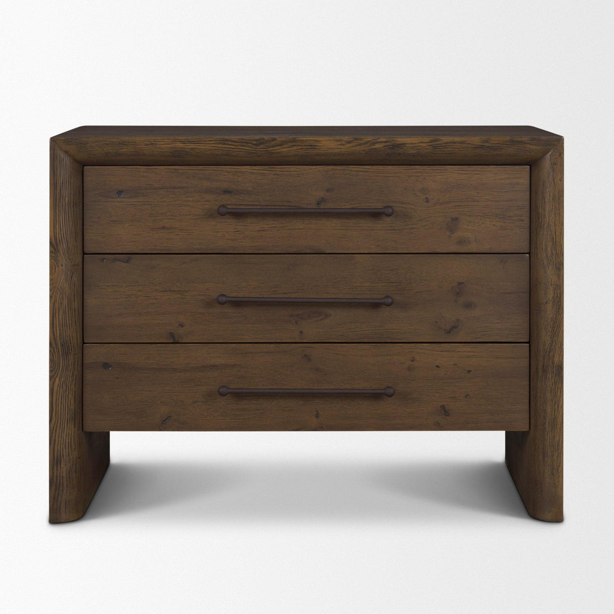 Mercana Belford 3-Drawer Dark Brown Oak Wood Closed Nightstand