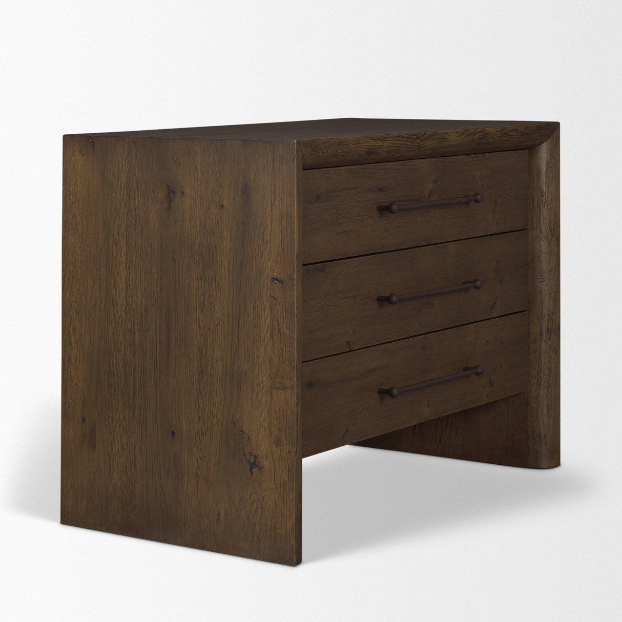 Mercana Belford 3-Drawer Dark Brown Oak Wood Closed Nightstand