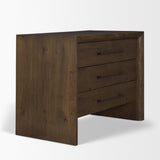 Mercana Belford 3-Drawer Dark Brown Oak Wood Closed Nightstand