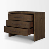 Mercana Belford 3-Drawer Dark Brown Oak Wood Closed Nightstand