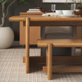 Mercana Rowan Light Brown Oak Wood Bench