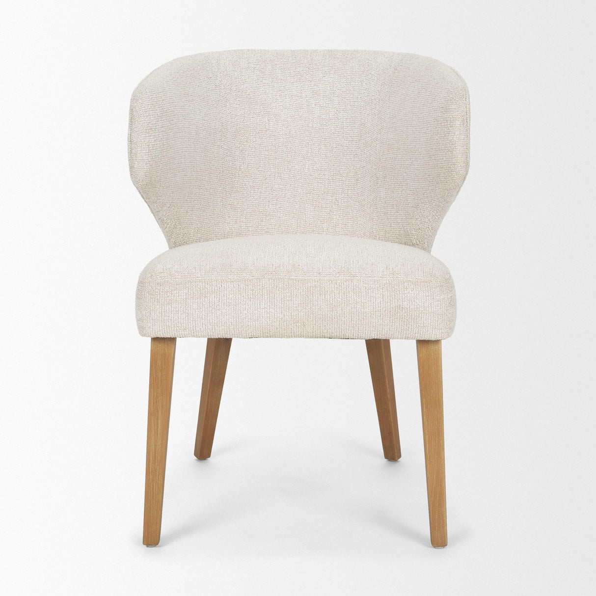 Mercana Niles 22.5L x 24.5W x 32H Cream Fabric Seat W/ Med Brown Wooden Legs Wingback Dining Chair (G520-4A)