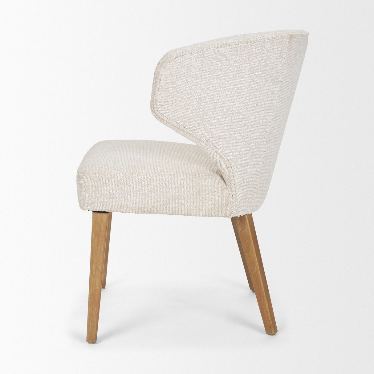Mercana Niles 22.5L x 24.5W x 32H Cream Fabric Seat W/ Med Brown Wooden Legs Wingback Dining Chair (G520-4A)