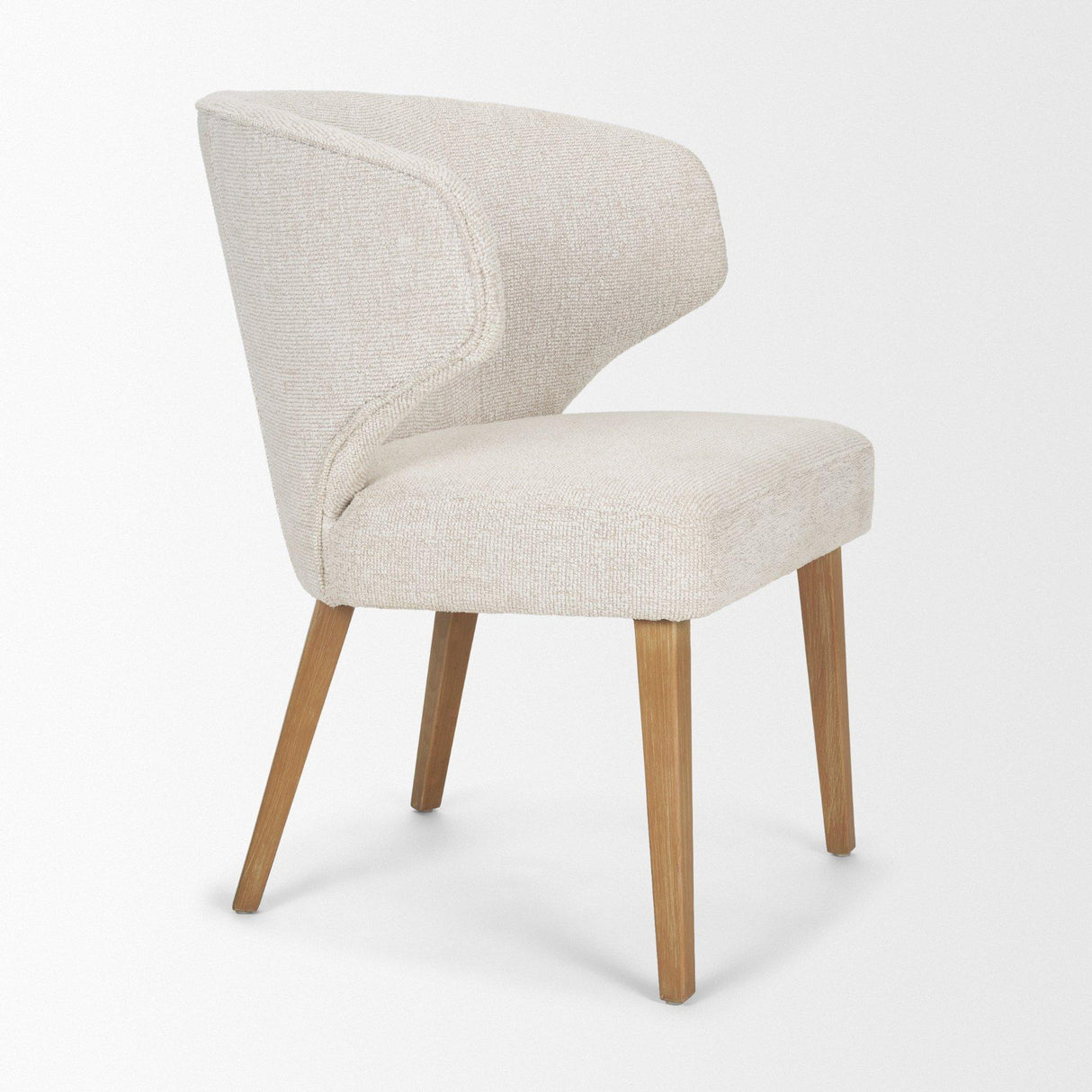 Mercana Niles 22.5L x 24.5W x 32H Cream Fabric Seat W/ Med Brown Wooden Legs Wingback Dining Chair (G520-4A)