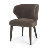 Mercana Niles Brown Fabric W/ Dark Brown Wooden Legs Wingback Dining Chair
