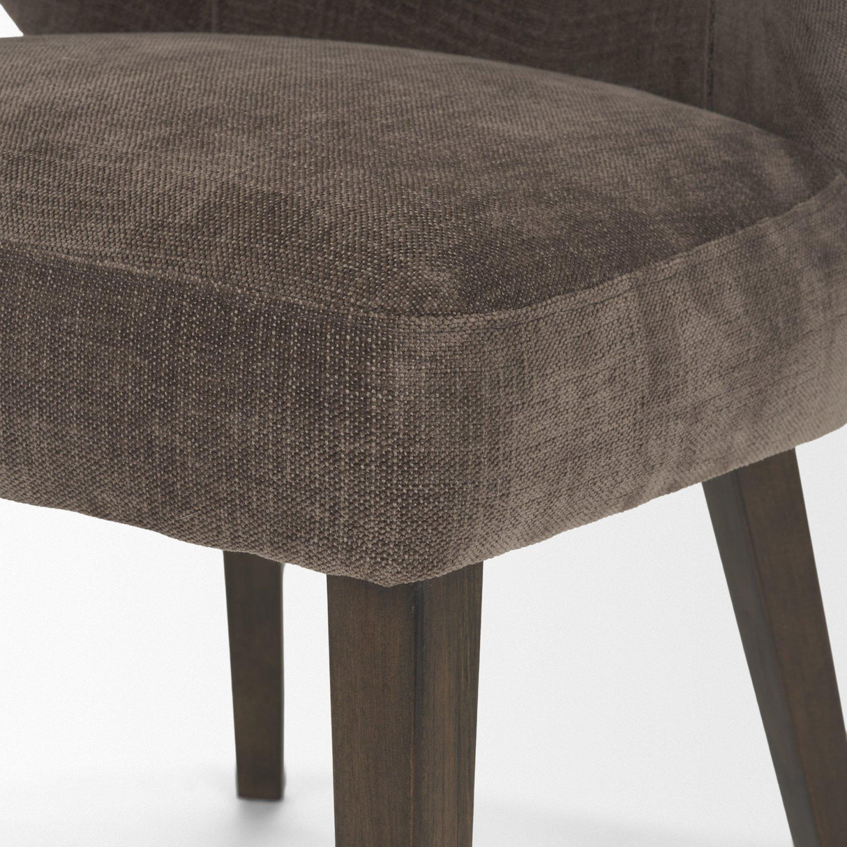 Mercana Niles Brown Fabric W/ Dark Brown Wooden Legs Wingback Dining Chair