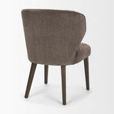 Mercana Niles Brown Fabric W/ Dark Brown Wooden Legs Wingback Dining Chair