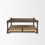 Mercana Bondi 42" Dark Brown Wood w/ Paper Rope Shelf Square Coffee Table