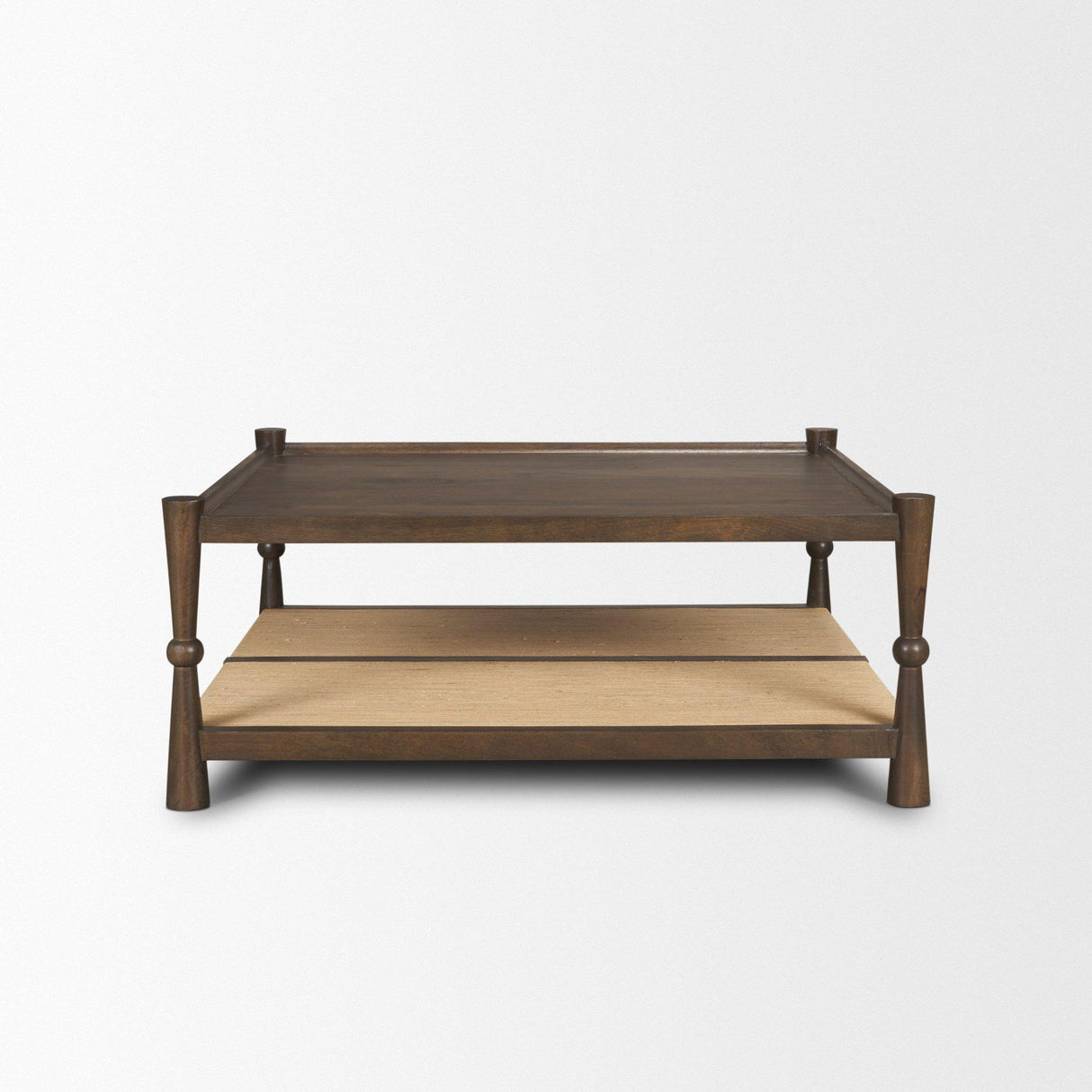 Mercana Bondi 42" Dark Brown Wood w/ Paper Rope Shelf Square Coffee Table