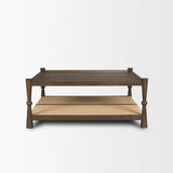 Mercana Bondi 42" Dark Brown Wood w/ Paper Rope Shelf Square Coffee Table