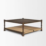 Mercana Bondi 42" Dark Brown Wood w/ Paper Rope Shelf Square Coffee Table