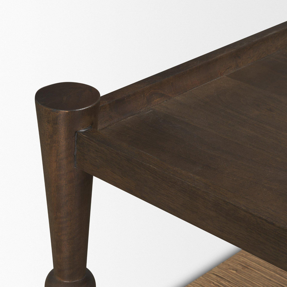 Mercana Bondi 42" Dark Brown Wood w/ Paper Rope Shelf Square Coffee Table
