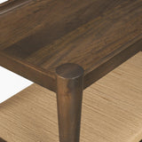 Mercana Bondi Dark Brown Wood w/ Paper Rope Shelf Console Table