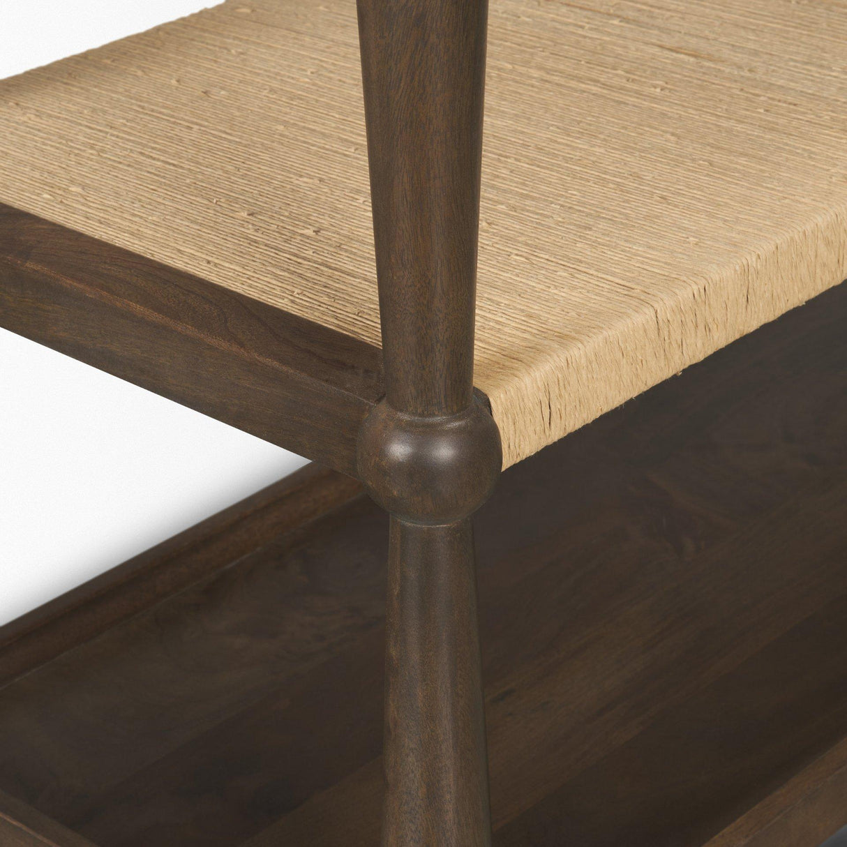 Mercana Bondi Dark Brown Wood w/ Paper Rope Shelf Console Table