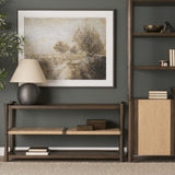 Mercana Bondi Dark Brown Wood w/ Paper Rope Shelf Console Table