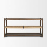 Mercana Bondi Dark Brown Wood w/ Paper Rope Shelf Console Table