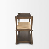 Mercana Bondi Dark Brown Wood w/ Paper Rope Shelf Console Table
