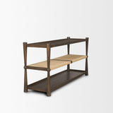 Mercana Bondi Dark Brown Wood w/ Paper Rope Shelf Console Table